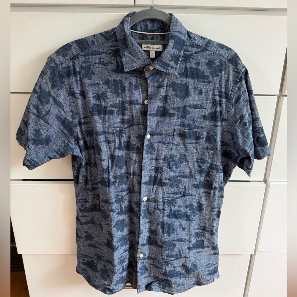 Peter Millar Navy Floral Men's Hawaiian Shirt
